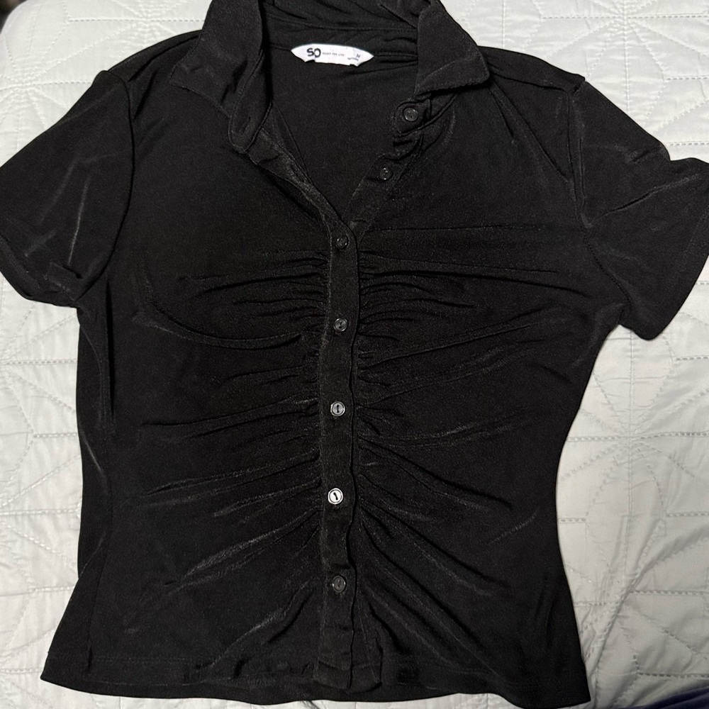 Black Button-Up Women's Top